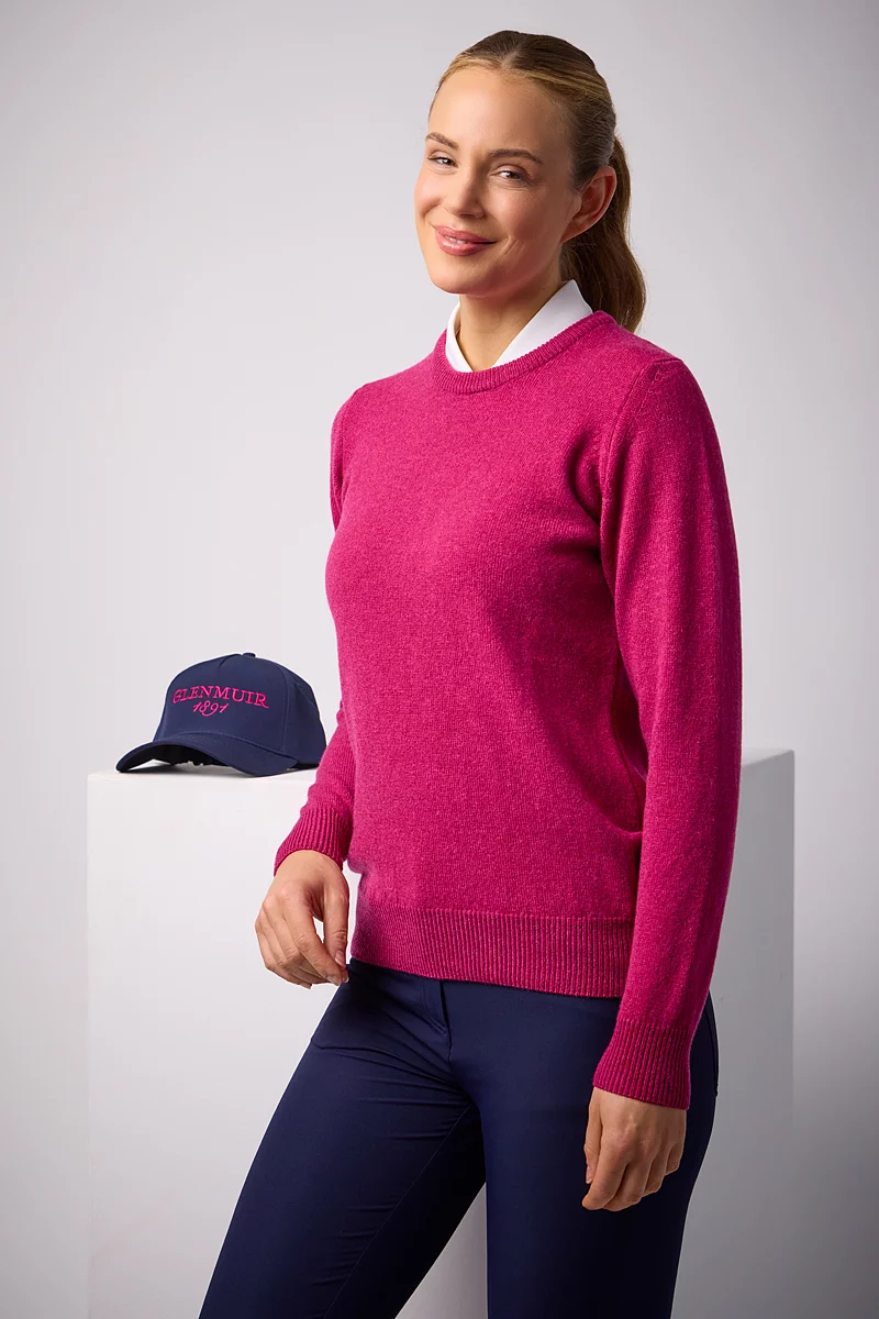 Ladies Crew Neck Lambswool Midweight Golf Sweater