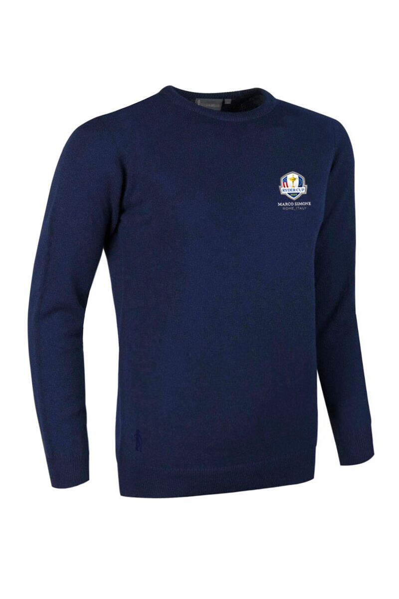 Official Ryder Cup 2025 Ladies Crew Neck Lambswool Golf Sweater Navy S