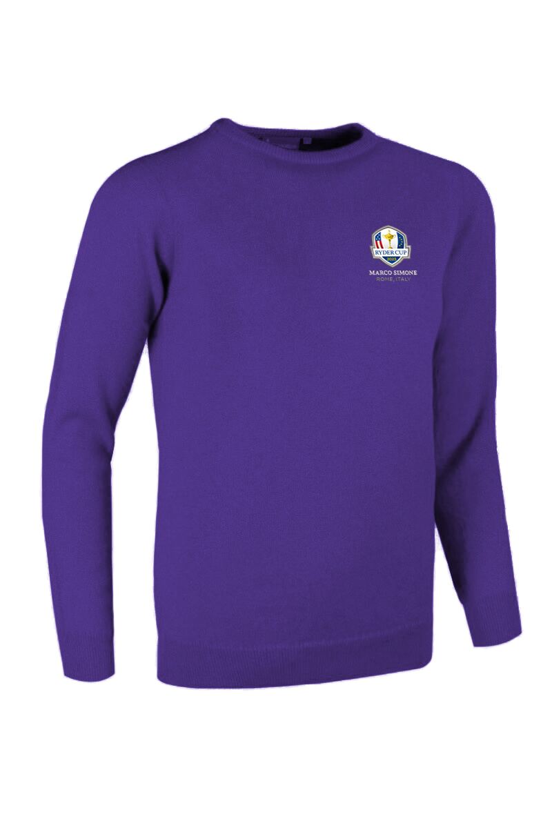 Official Ryder Cup 2025 Ladies Crew Neck Lambswool Golf Sweater Violet M