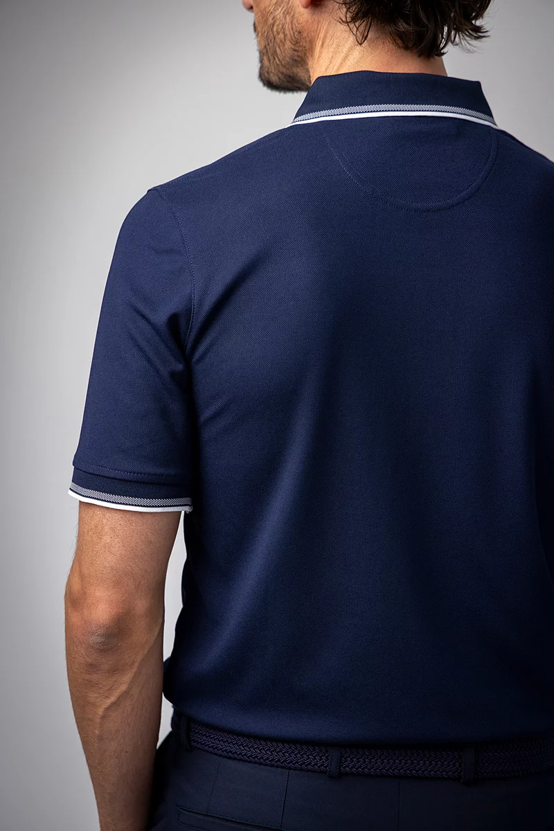 Mens Tipped Performance Pique Golf Polo Shirt Mens Tipped Performance Pique Golf Polo Shirt