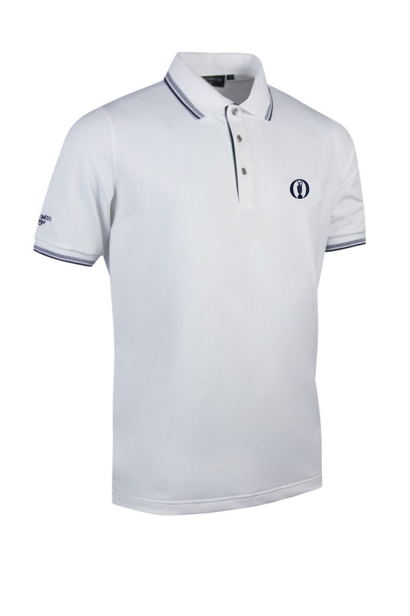 The Open Mens Tipped Performance Pique Golf Polo Shirt