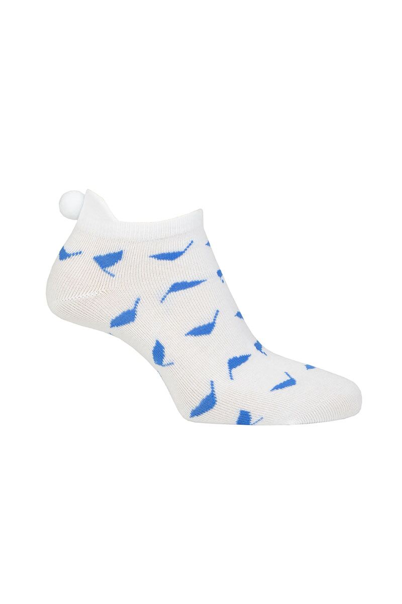 Ladies Fashion Patterned Secret Golf Socks White/Tahiti Flags UK 4-8