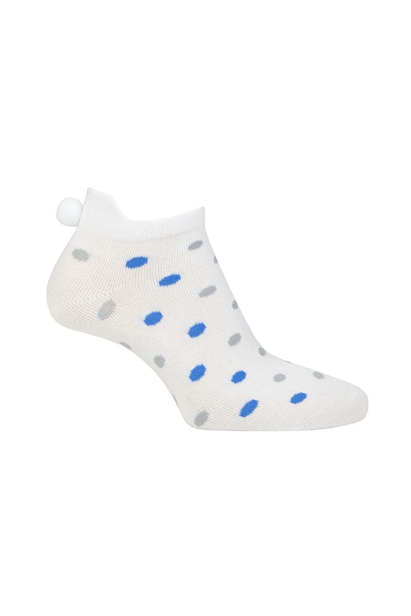 Ladies Fashion Patterned Secret Golf Socks White/Tahiti & Light Grey Dots UK 4-8