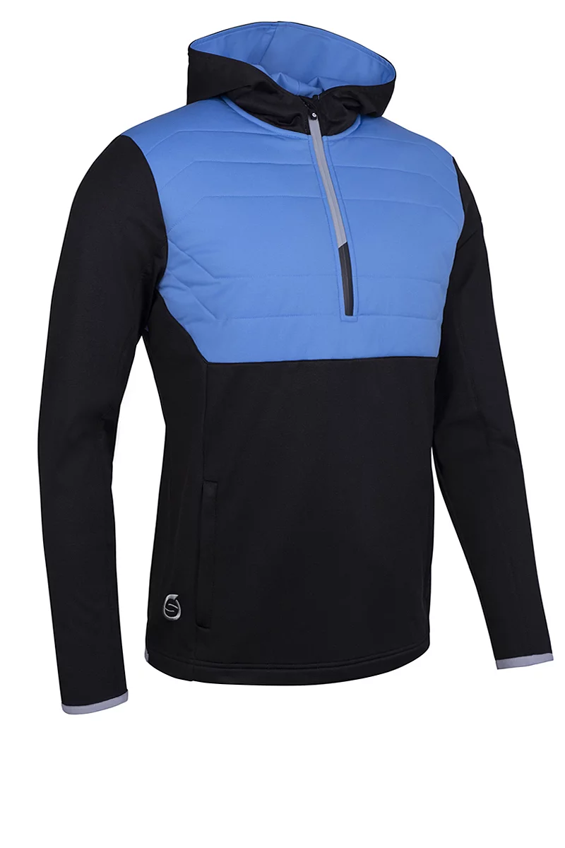 Mens Zip Front Colour Block Showerproof Hybrid Padded Golf Hoodie Sale