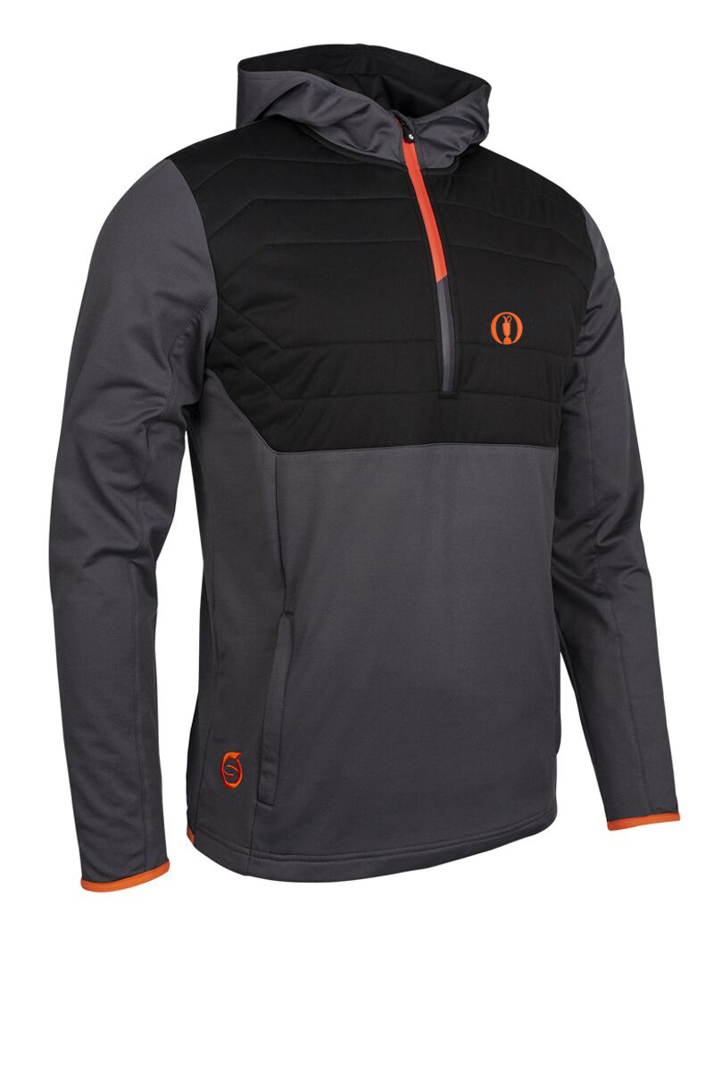 The Open Mens Zip Front Colour Block Showerproof Hybrid Padded Golf Hoodie The Open Mens Zip Front Colour Block Showerproof Hybrid Padded Golf Hoodie