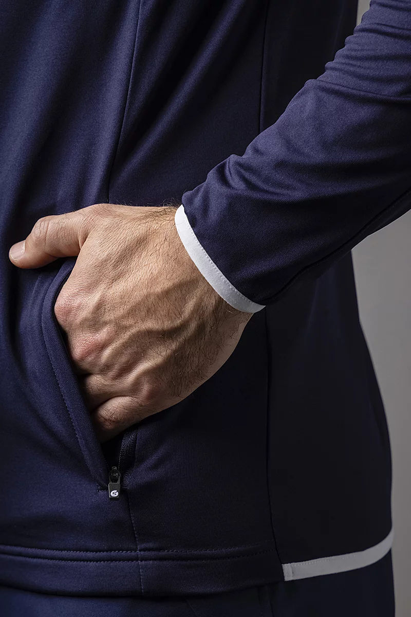 Mens Zip Front Colour Block Showerproof Hybrid Padded Golf Hoodie