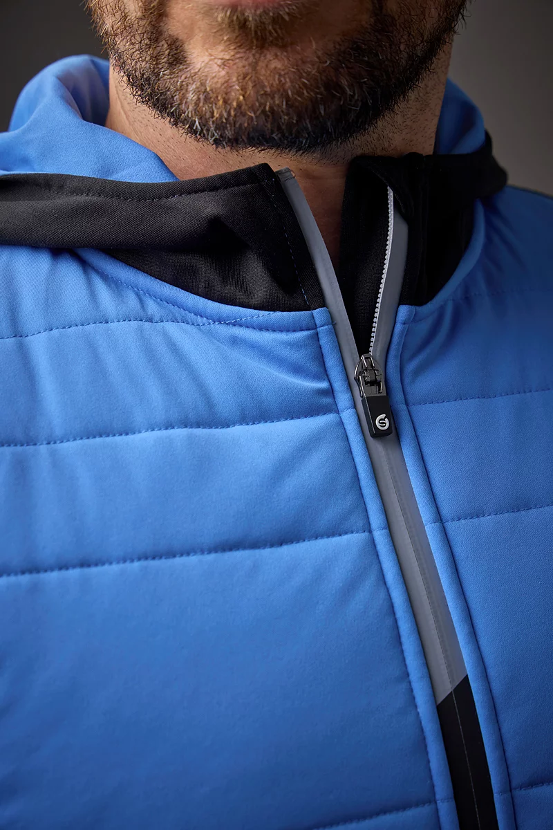 Mens Zip Front Colour Block Showerproof Hybrid Padded Golf Hoodie Sale