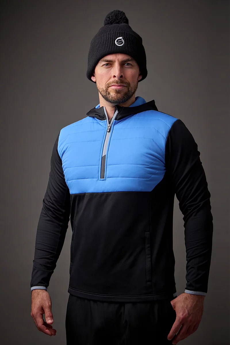 Mens Zip Front Colour Block Showerproof Hybrid Padded Golf Hoodie Sale