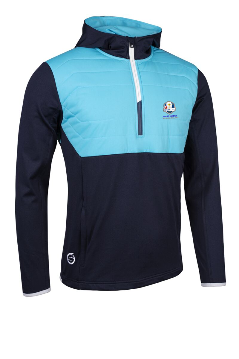 Official Ryder Cup 2027 Mens Zip Front Colour Block Showerproof Hybrid Padded Golf Hoodie