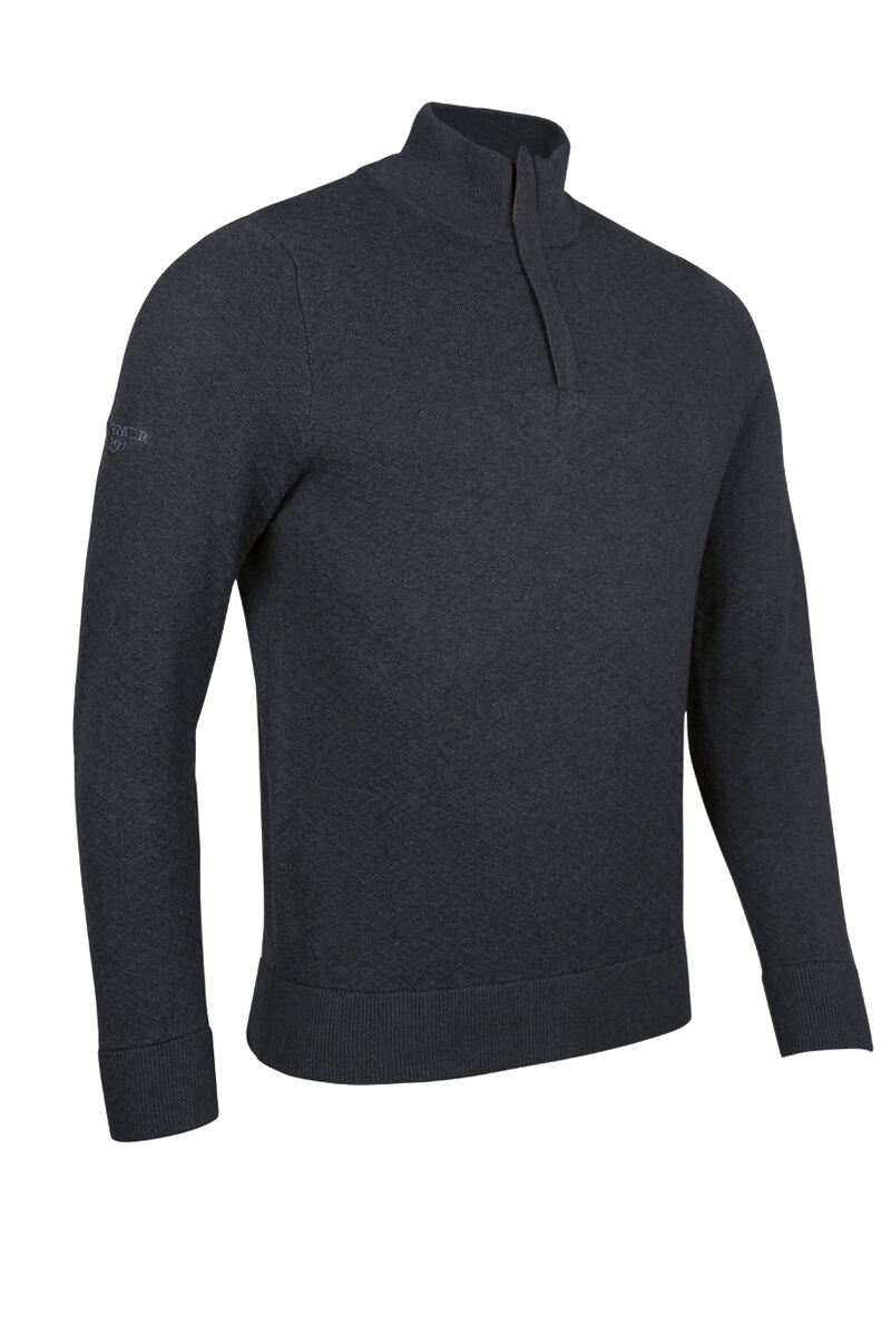Mens Quarter Zip Diamond Knit Cotton Lightweight Golf Sweater