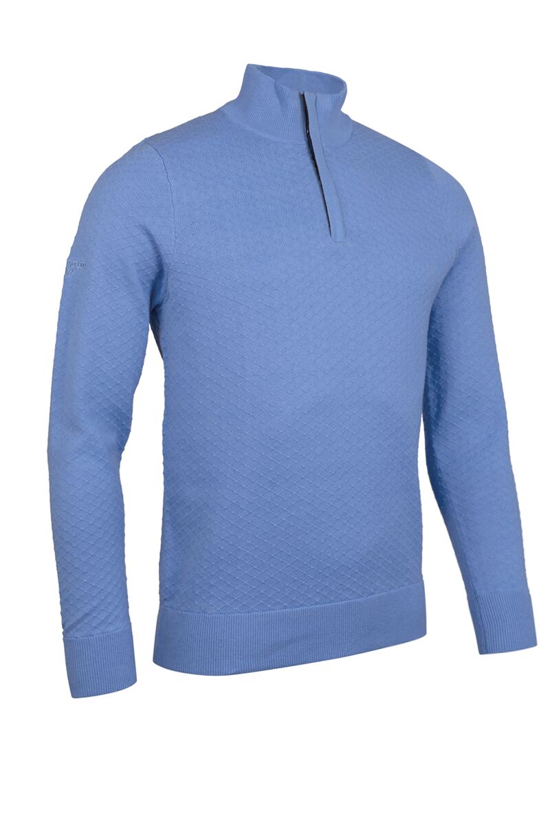 Mens Quarter Zip Diamond Knit Cotton Lightweight Golf Sweater Mens Quarter Zip Diamond Knit Cotton Lightweight Golf Sweater