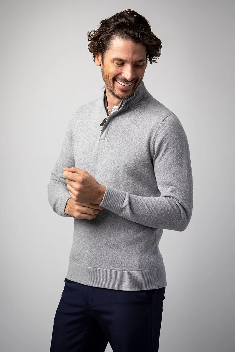 Mens Quarter Zip Diamond Knit Cotton Lightweight Golf Sweater Mens Quarter Zip Diamond Knit Cotton Lightweight Golf Sweater