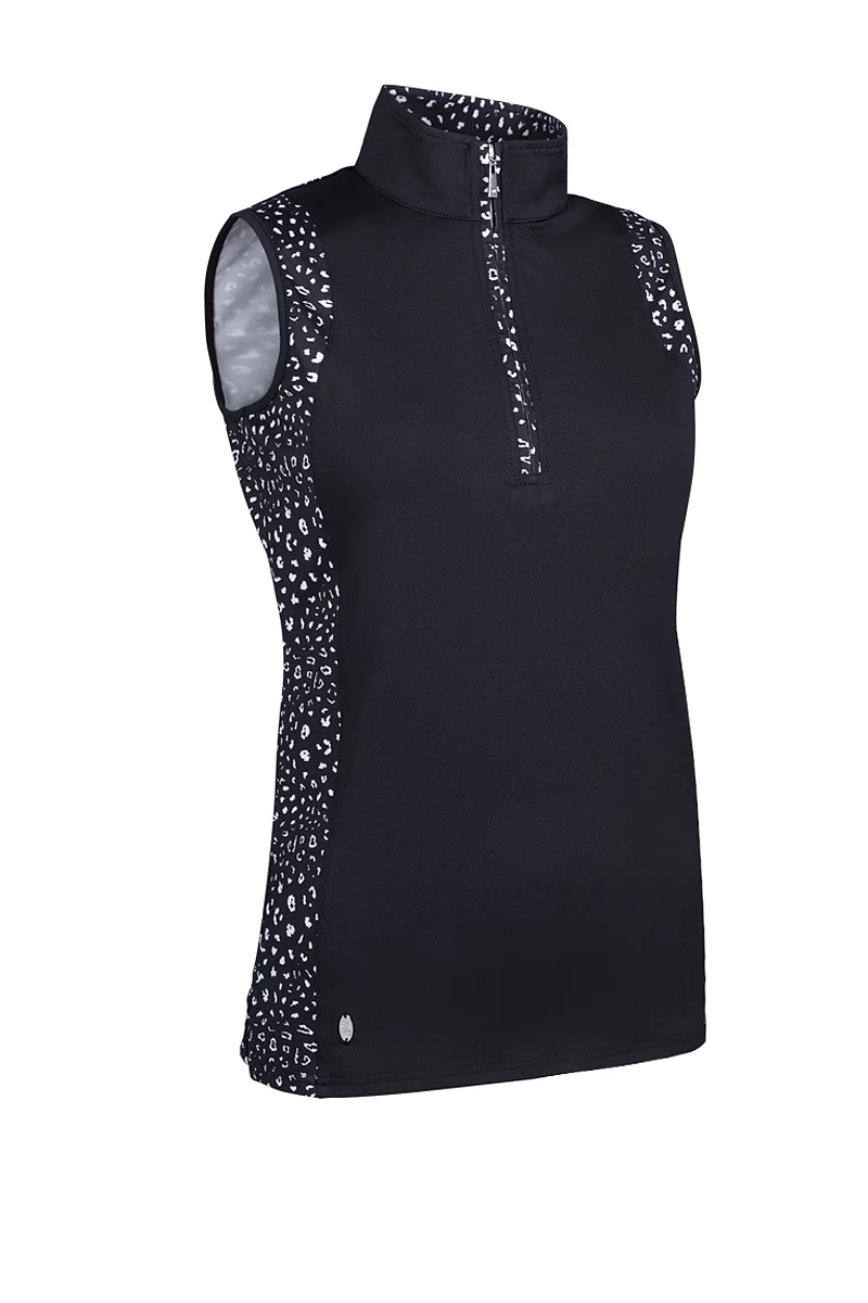 Printed Panel Stand Up Collar Sleeveless Performance Golf Top Sale
