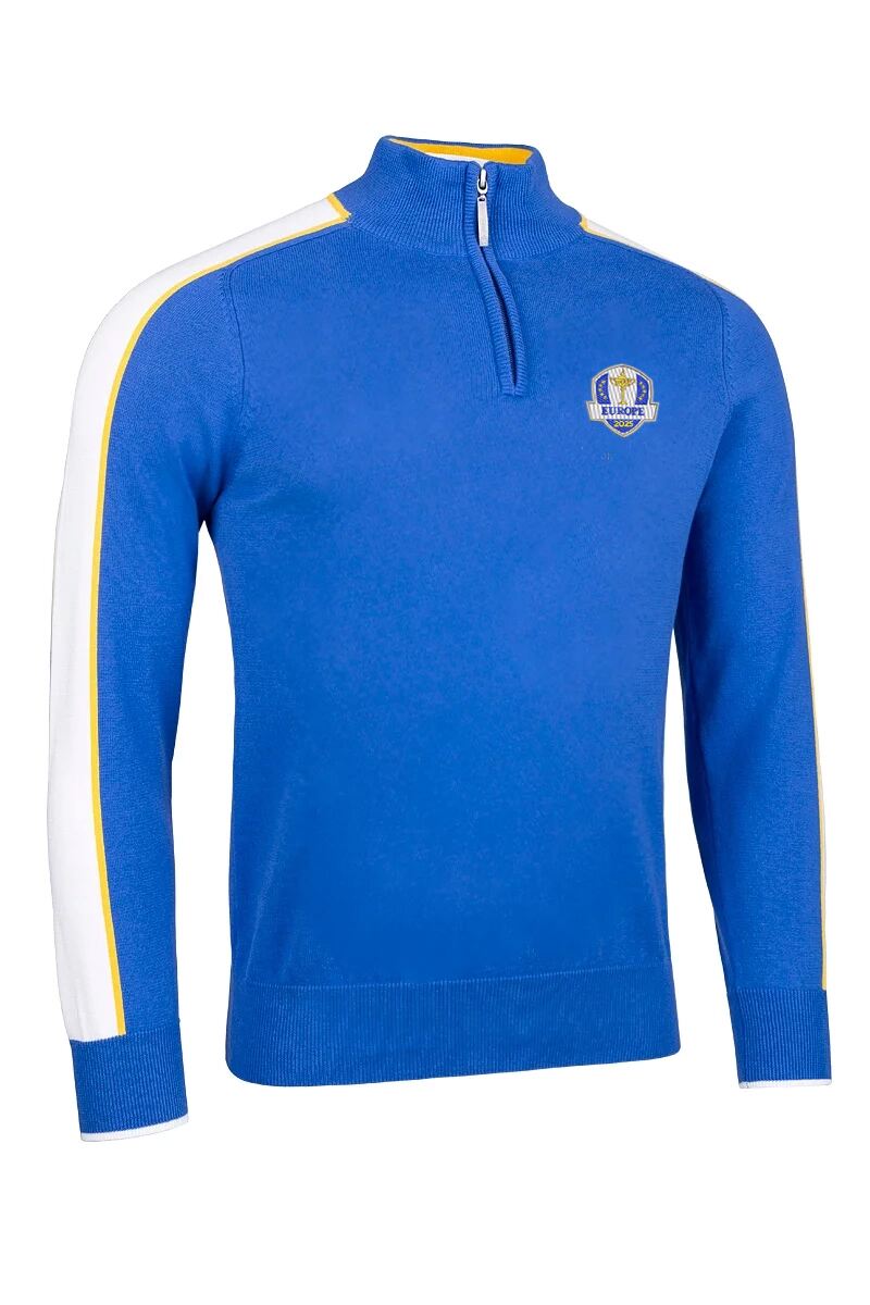 Official Ryder Cup 2025 Winners Mens Quarter Zip Colour Block Sleeve Stripe Cotton Lightweight Golf Sweater Official Ryder Cup 2025 Winners Mens Quarter Zip Colour Block Sleeve Stripe Cotton Lightweight Golf Sweater