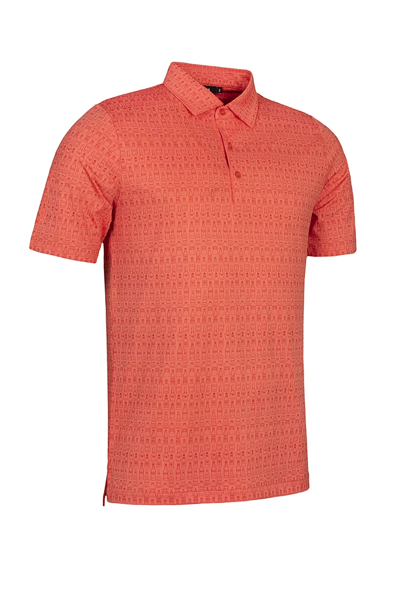 Mens Whisky Bottle Print Performance Golf Shirt Sale Apricot M