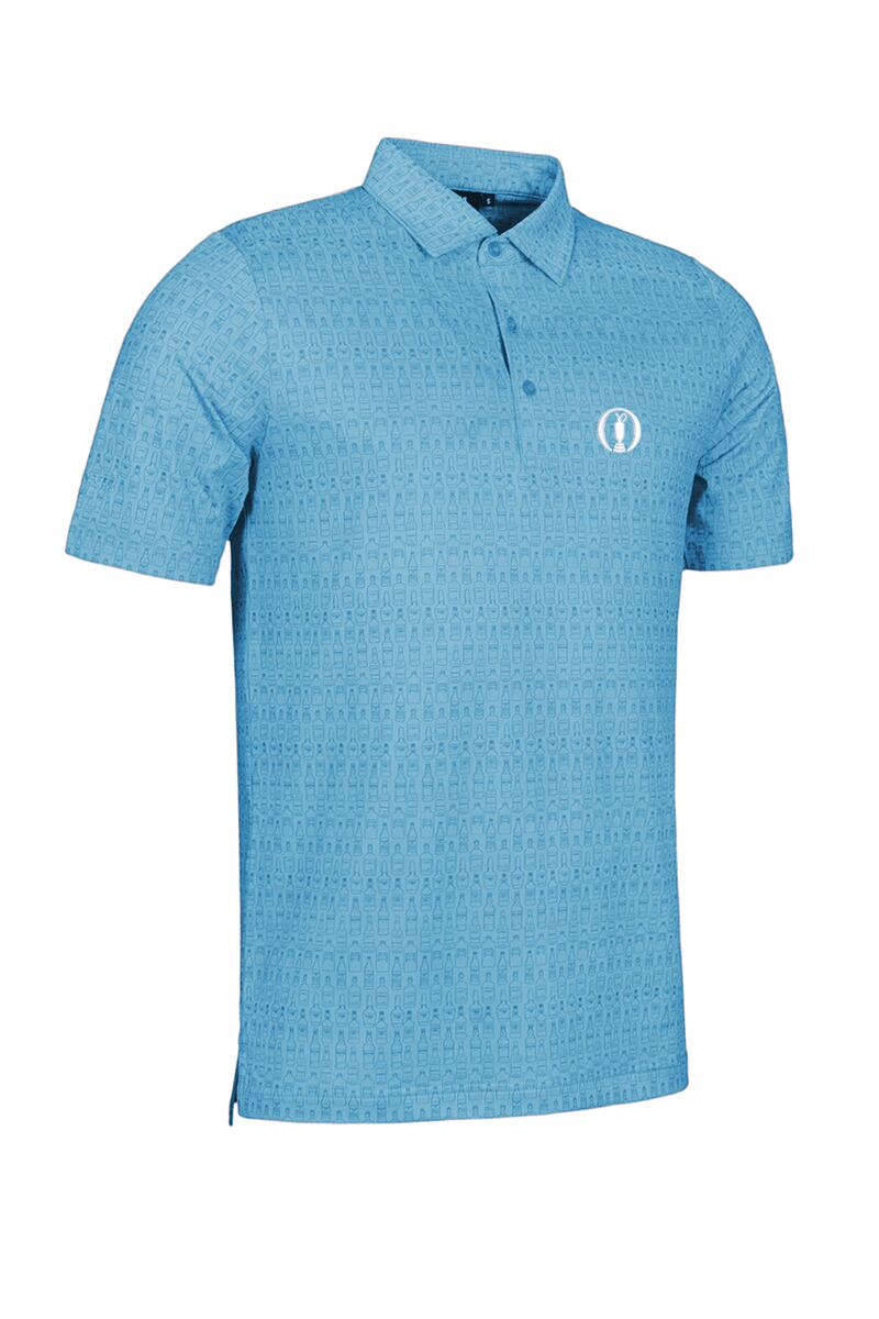 Official The Open Mens Whisky Bottle Print Performance Golf Shirt Official The Open Mens Whisky Bottle Print Performance Golf Shirt