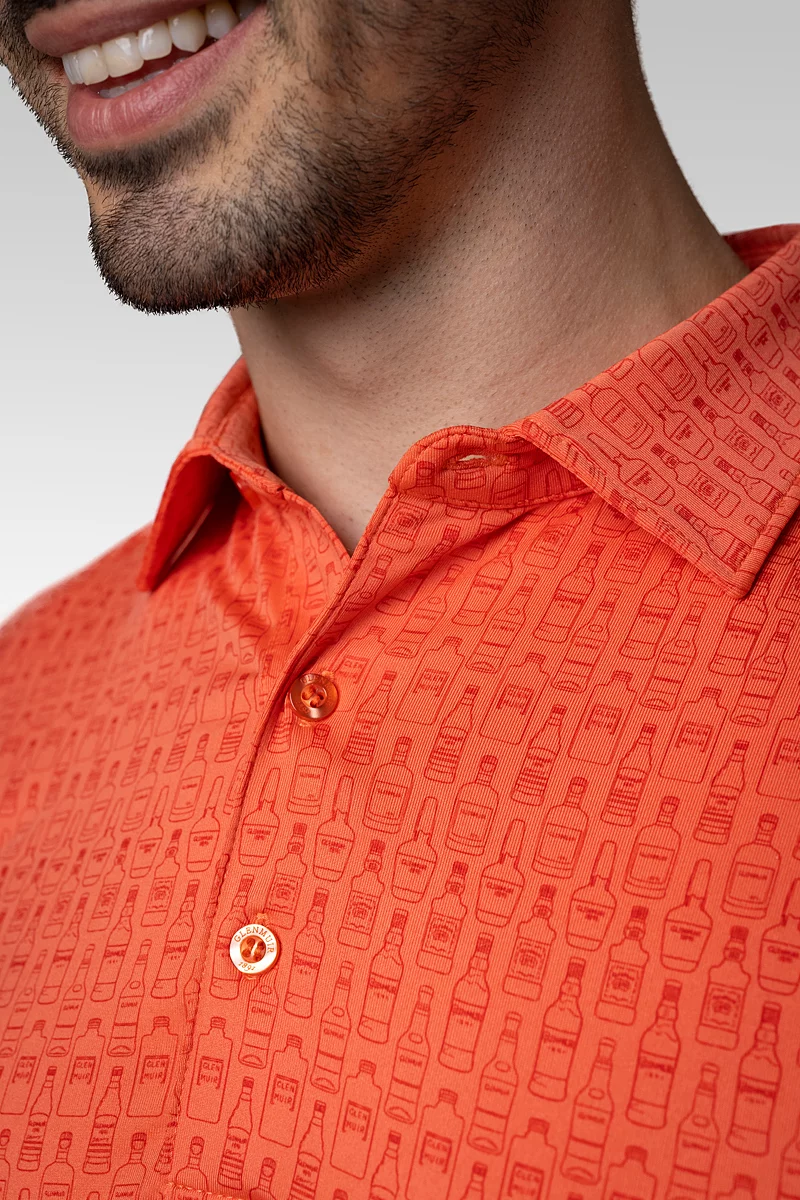 Mens Whisky Bottle Print Performance Golf Shirt Mens Whisky Bottle Print Performance Golf Shirt
