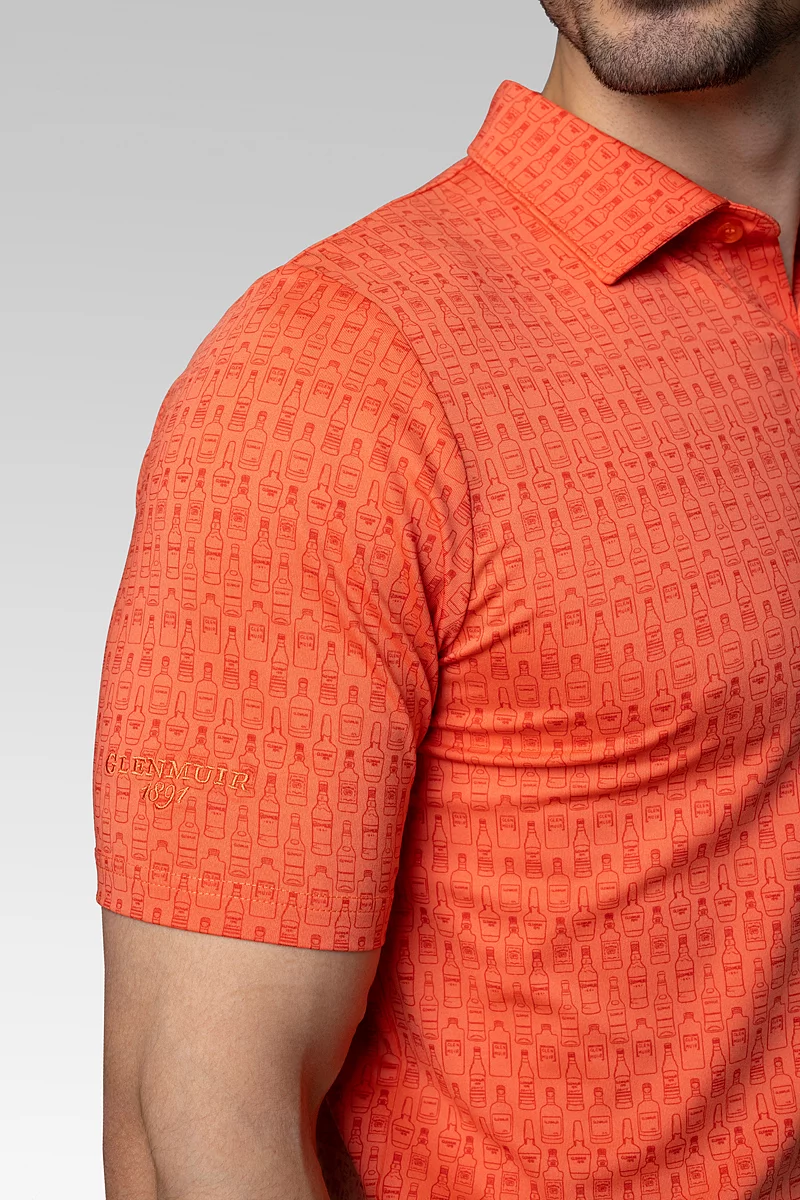 Mens Whisky Bottle Print Performance Golf Shirt Mens Whisky Bottle Print Performance Golf Shirt