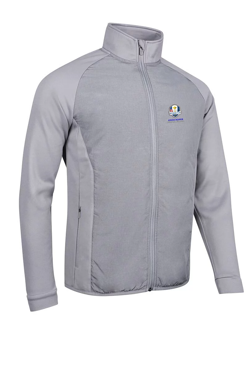 Official Ryder Cup 2027 Mens Full Zip Quilted Performance Thermal Golf Jacket Mid Grey Marl S