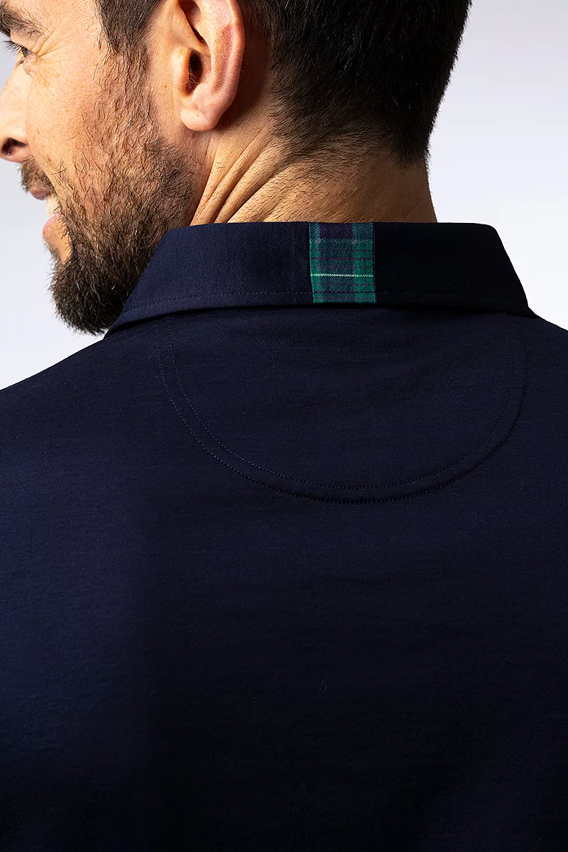 Official Ryder Cup 2027 Mens Tartan Trim Mercerised Cotton Golf Polo Shirt Official Ryder Cup 2027 Mens Tartan Trim Mercerised Cotton Golf Polo Shirt