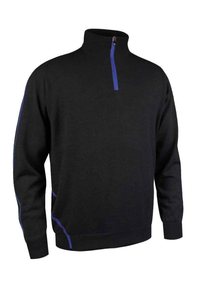 Mens Quarter Zip Raglan Sleeve Water Repellent Lined Merino Heavyweight Golf Sweater