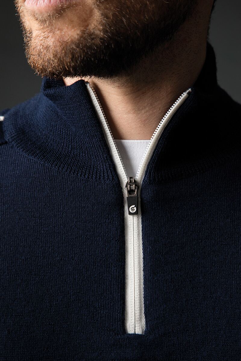 Glenmuir Mens MKP7410ZN Merino Zip Neck Water Repellent Lightweight Lined Sweater 
