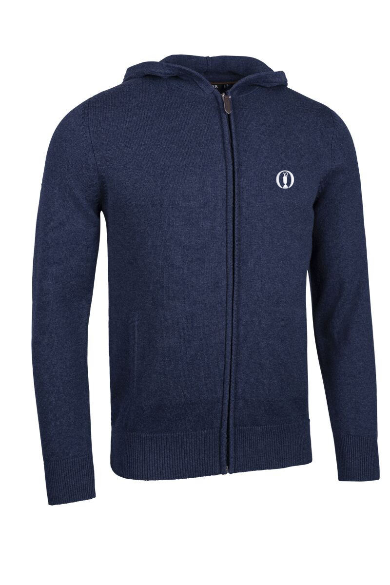 The Open Mens Full Zip Touch of Cashmere Golf Hoodie Navy Marl XL