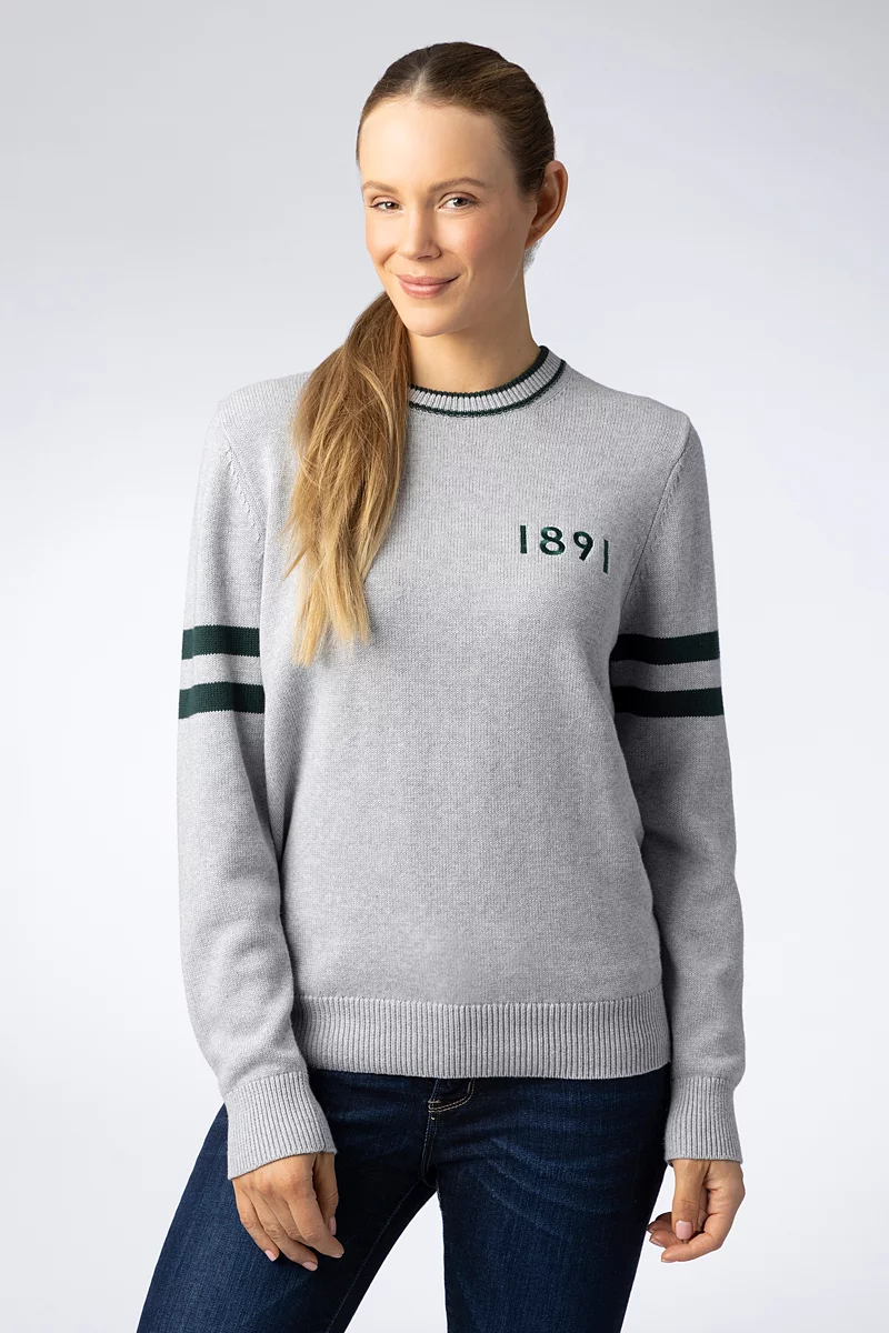 Mens and Ladies Crew Neck Sleeve Stripe Touch of Cashmere 1891 Heritage Sweater Mens and Ladies Crew Neck Sleeve Stripe Touch of Cashmere 1891 Heritage Sweater