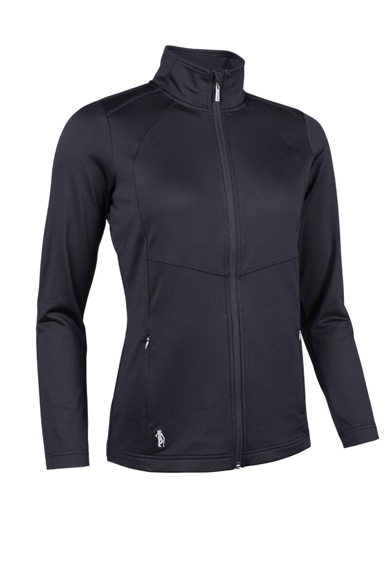 Ladies Full Zip Coverstitch Panelled Performance Midlayer Jacket Black M
