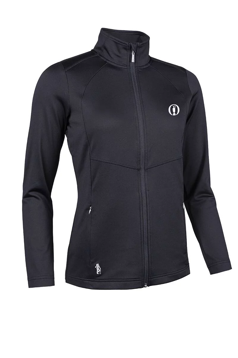 Official Ryder Cup 2027 Ladies Full Zip Coverstitch Panelled Performance Midlayer Midweight Jacket Black S