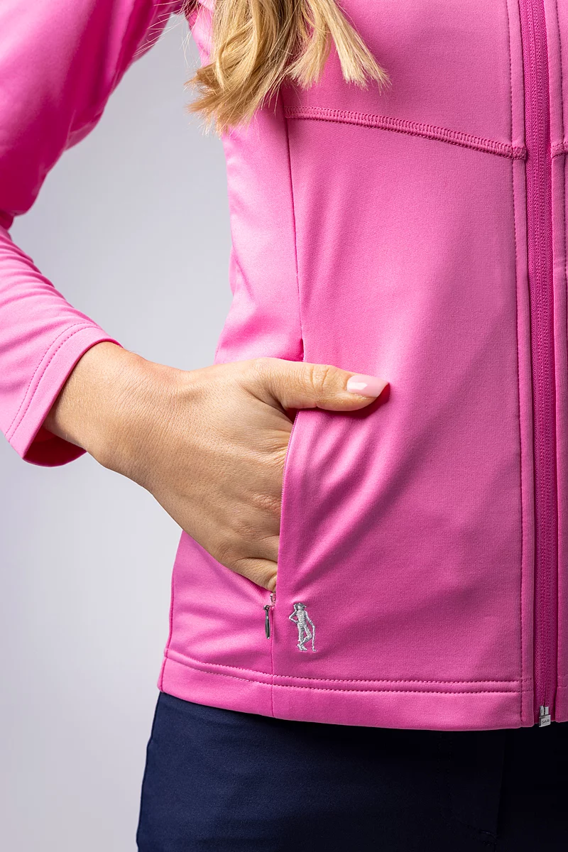 The Open Ladies Full Zip Coverstitch Panelled Performance Midlayer Midweight Jacket The Open Ladies Full Zip Coverstitch Panelled Performance Midlayer Midweight Jacket