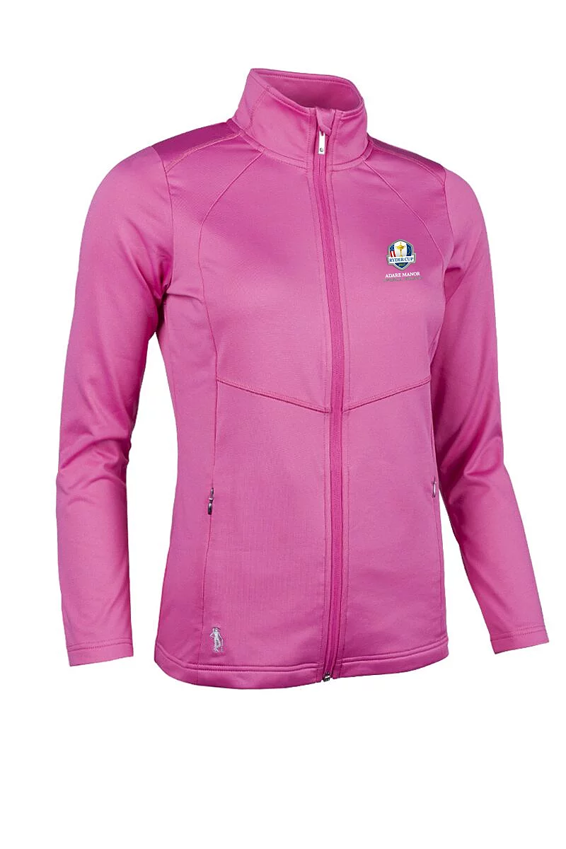 Official Ryder Cup 2027 Ladies Full Zip Coverstitch Panelled Performance Midlayer Midweight Jacket Hot Pink M