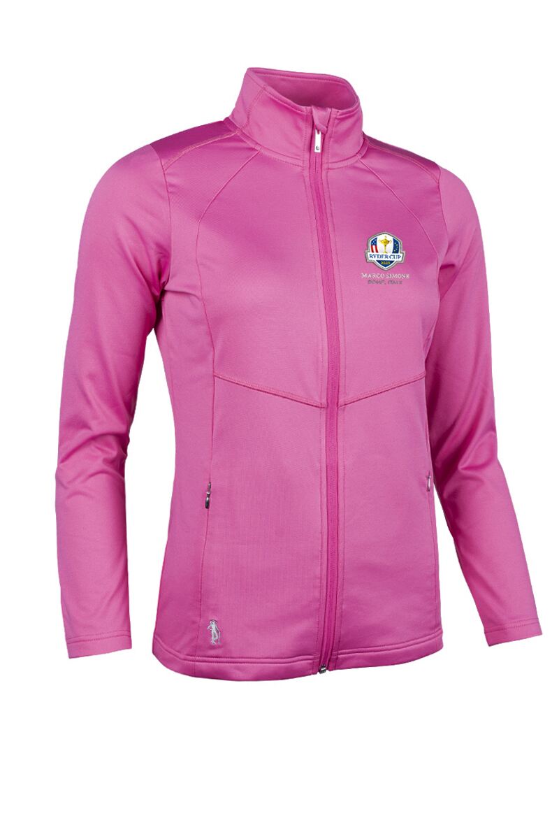 Official Ryder Cup 2025 Ladies Full Zip Coverstitch Panelled Performance Midlayer Jacket Hot Pink XL
