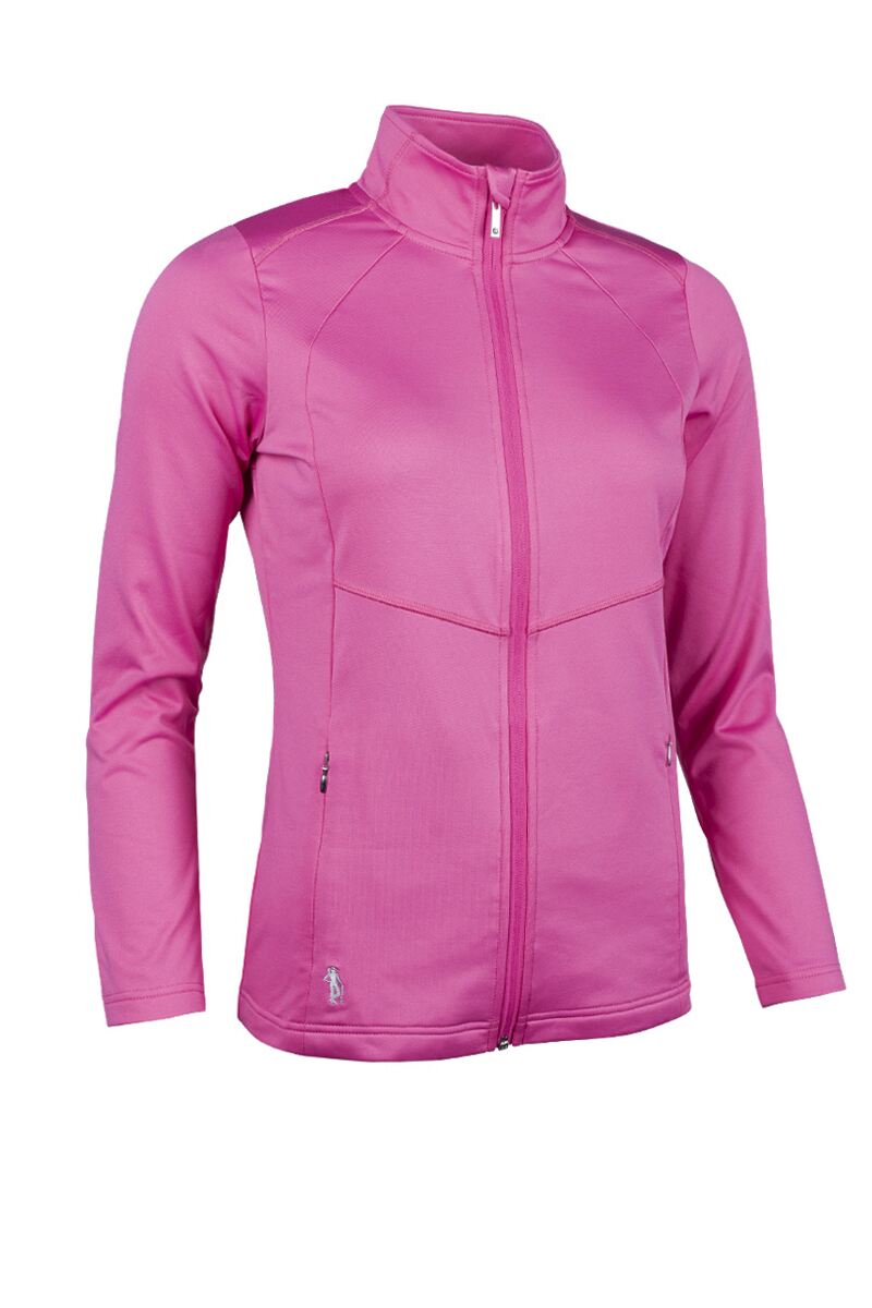 Ladies Full Zip Coverstitch Panelled Performance Midlayer Jacket Hot Pink XXL