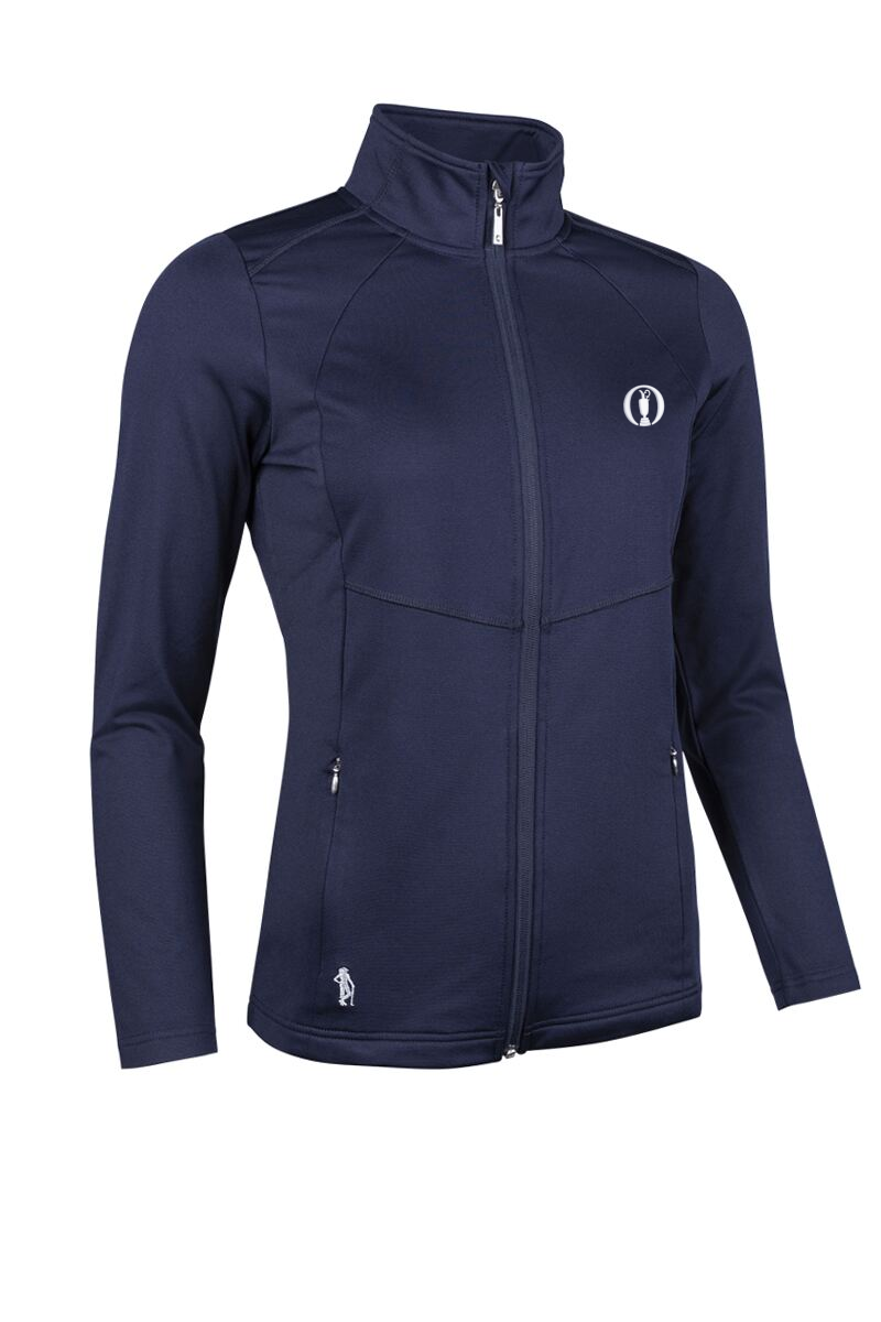 The Open Ladies Full Zip Coverstitch Panelled Performance Midlayer Midweight Jacket