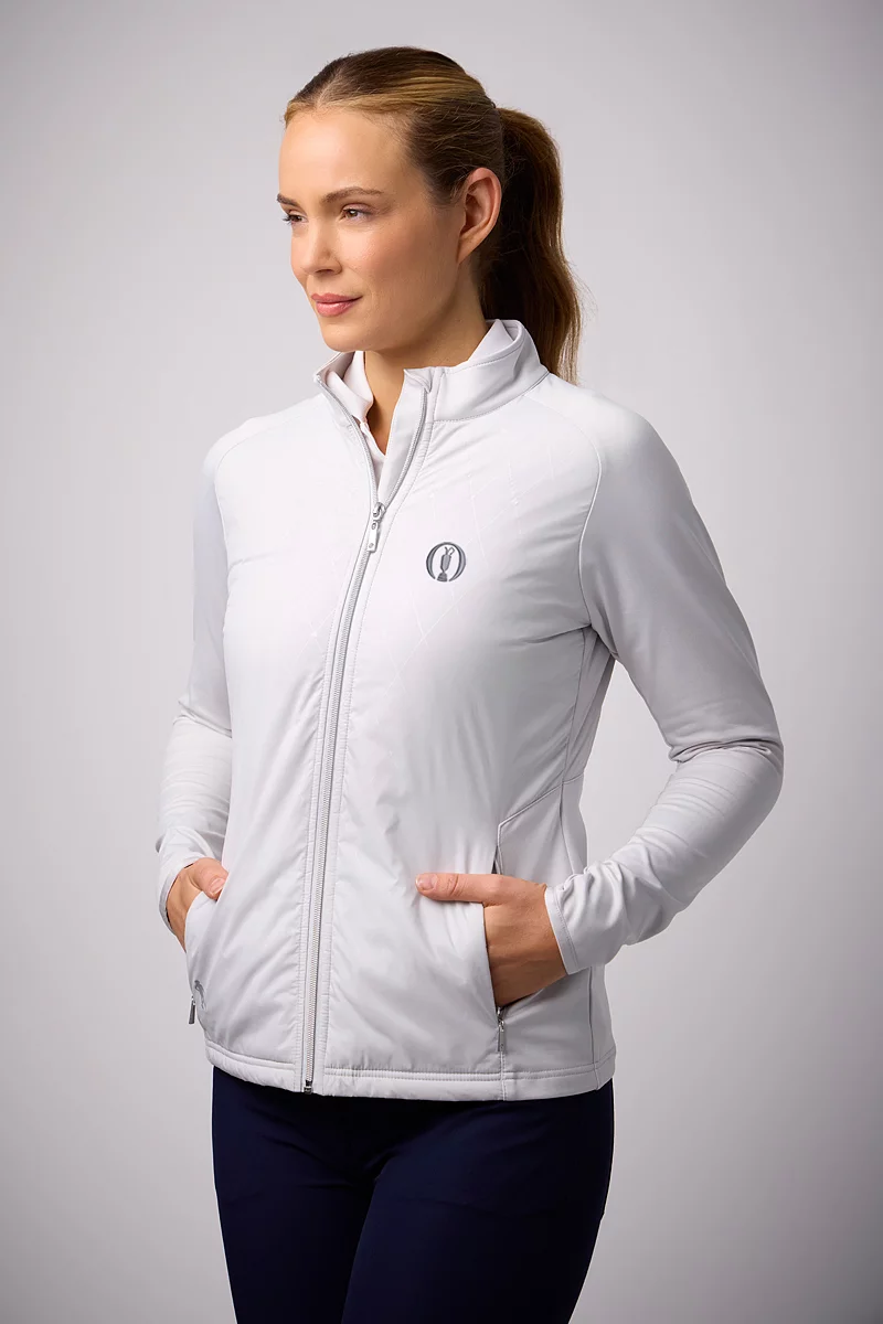 The Open Ladies Full Zip Faux Fur Lined Padded Golf Jacket