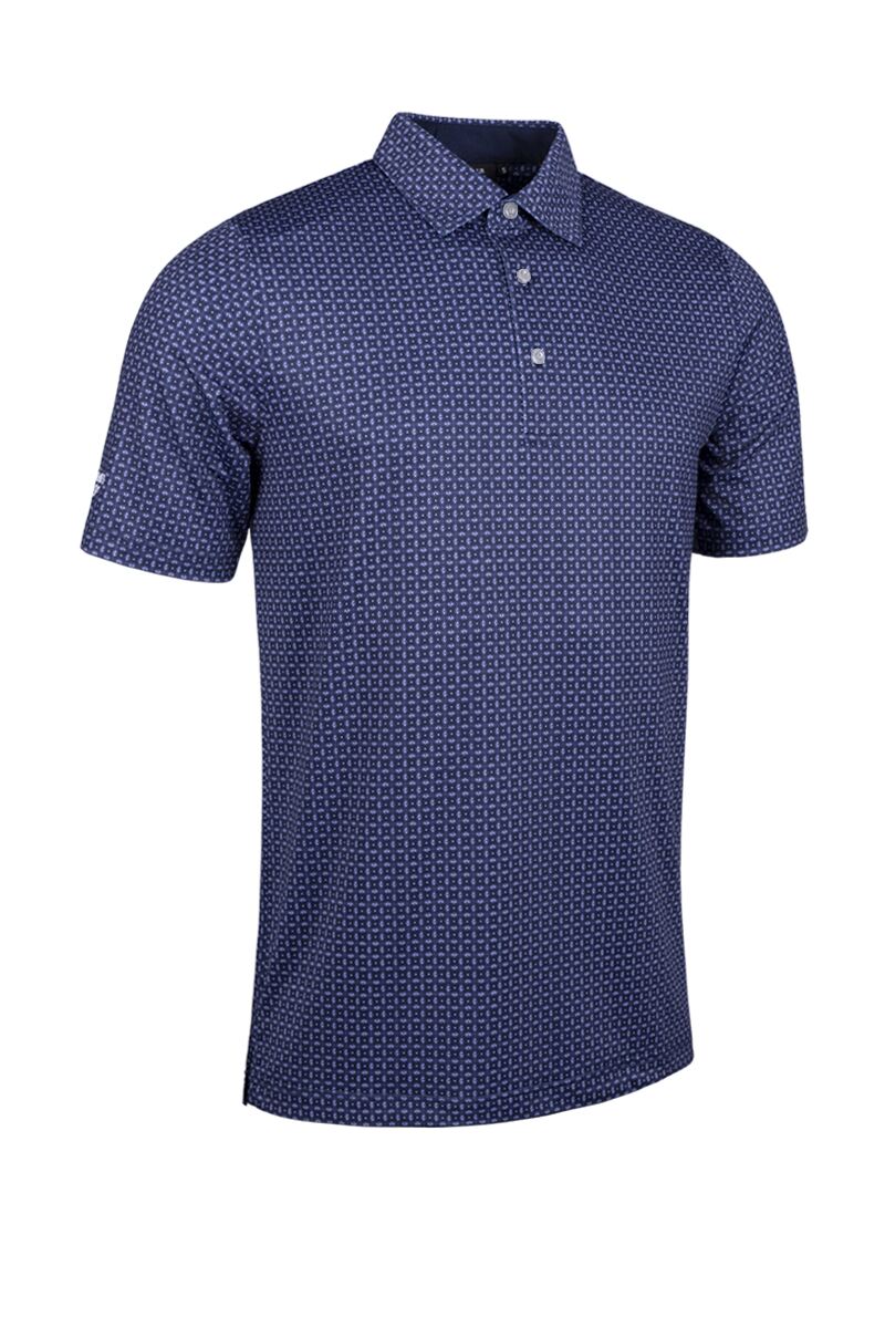 Mens All Over Micro G Print Performance Golf Shirt Sale Navy/White/Amethyst S