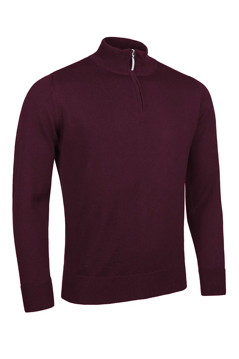 Official Ryder Cup 2027 Mens Quarter Zip Lightweight Merino Wool Sweater Bordeaux XXL