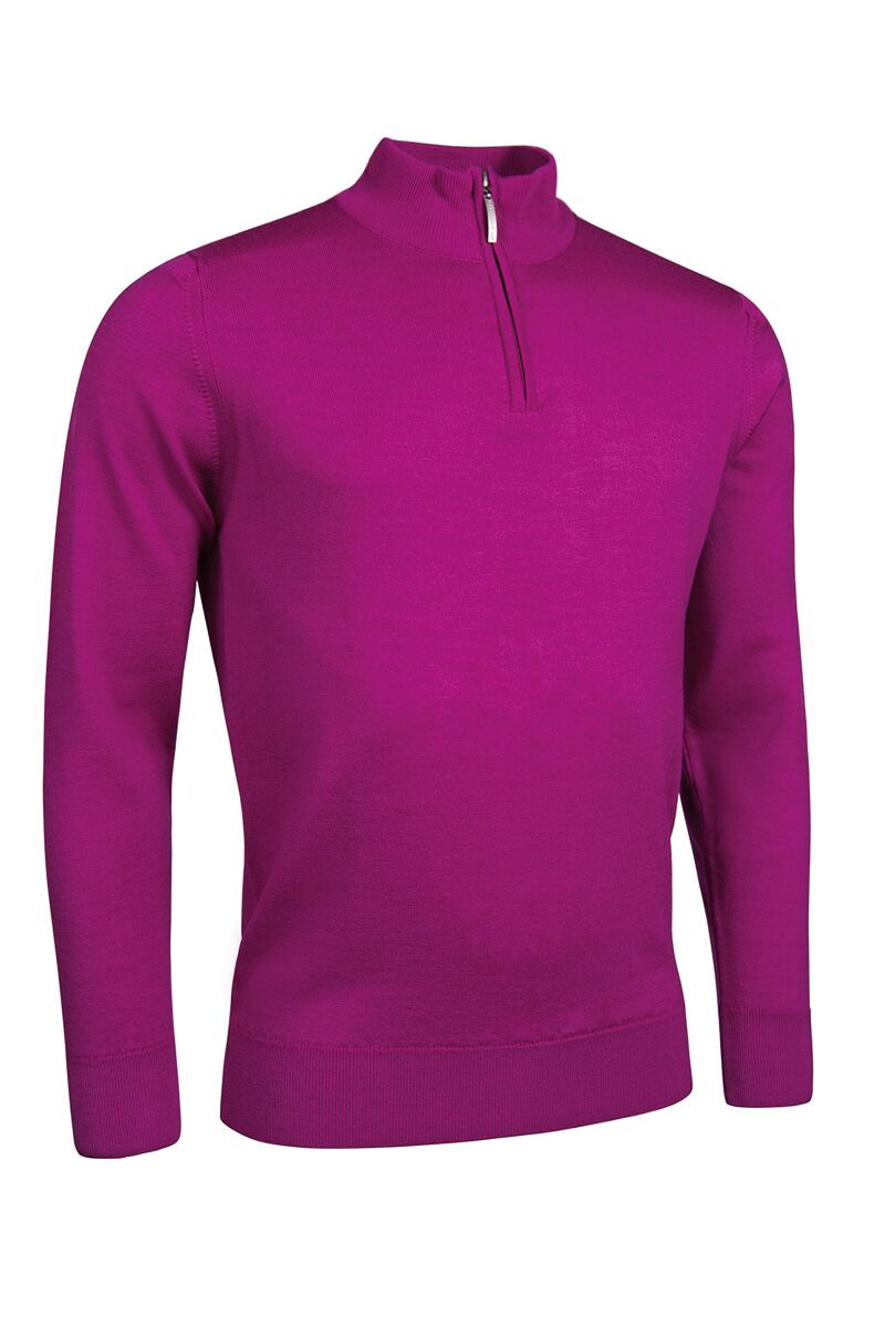 Mens Zip Neck Merino Wool Golf Sweater Garnet S Mens Zip Neck Merino Wool Golf Sweater Garnet S