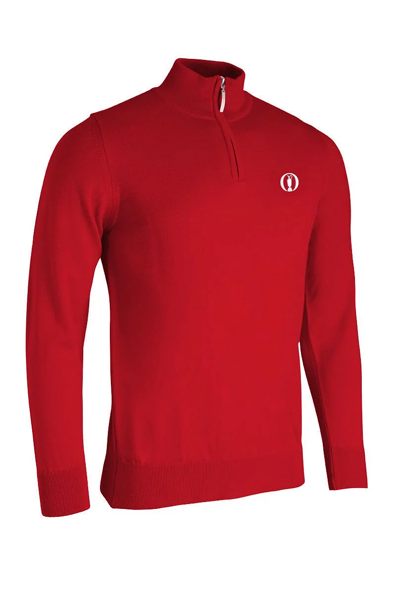 Official Ryder Cup 2027 Mens Quarter Zip Lightweight Merino Wool Sweater Garnet L
