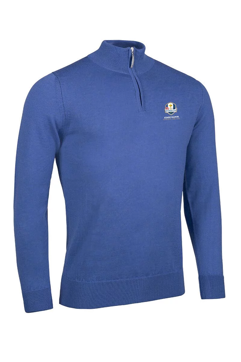 Official Ryder Cup 2027 Mens Quarter Zip Lightweight Merino Wool Sweater Tahiti Marl XL