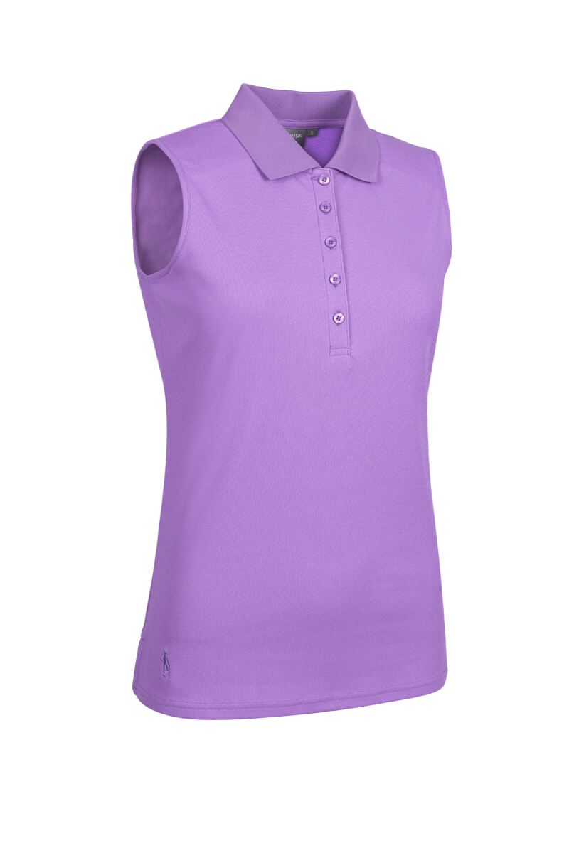 Ladies Sleeveless Performance Pique Golf Polo Shirt Amethyst S