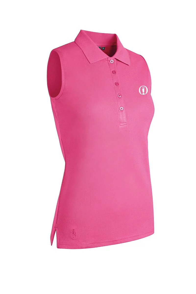 The Open Ladies Sleeveless Performance Pique Golf Polo Shirt