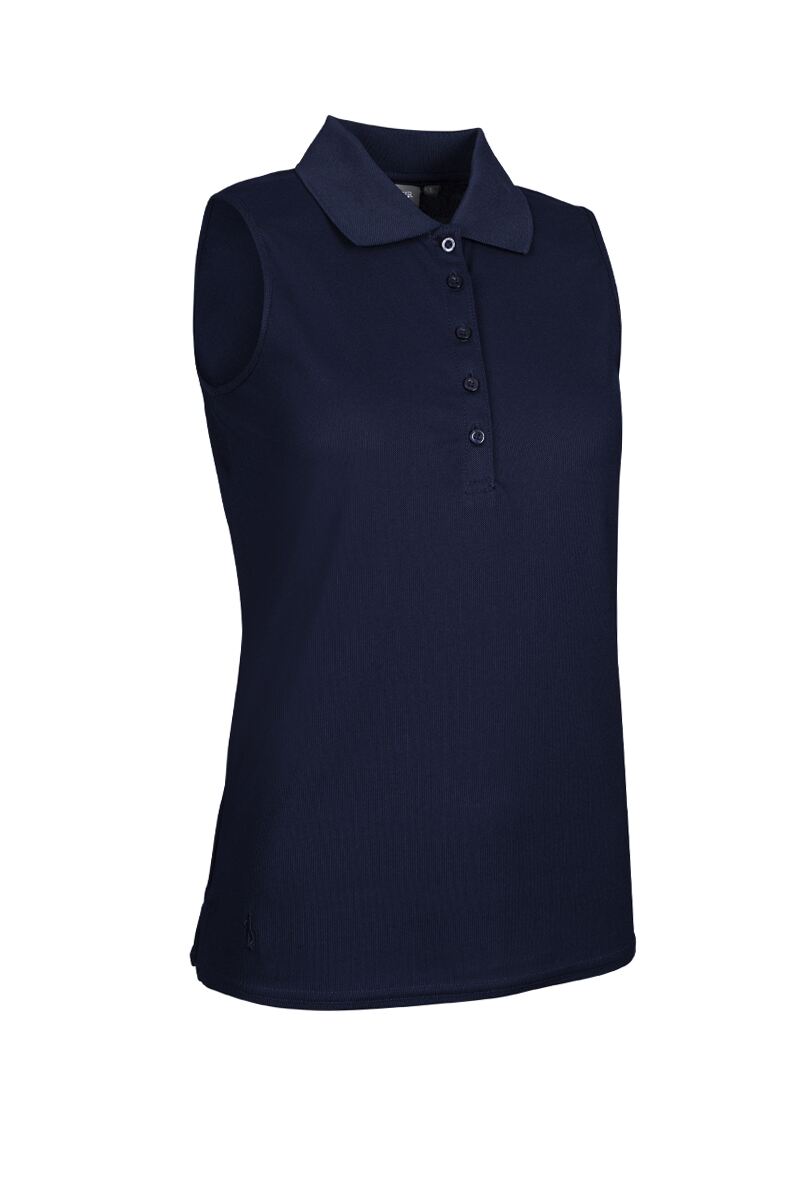 Ladies Sleeveless Performance Pique Golf Polo Shirt Navy XXL