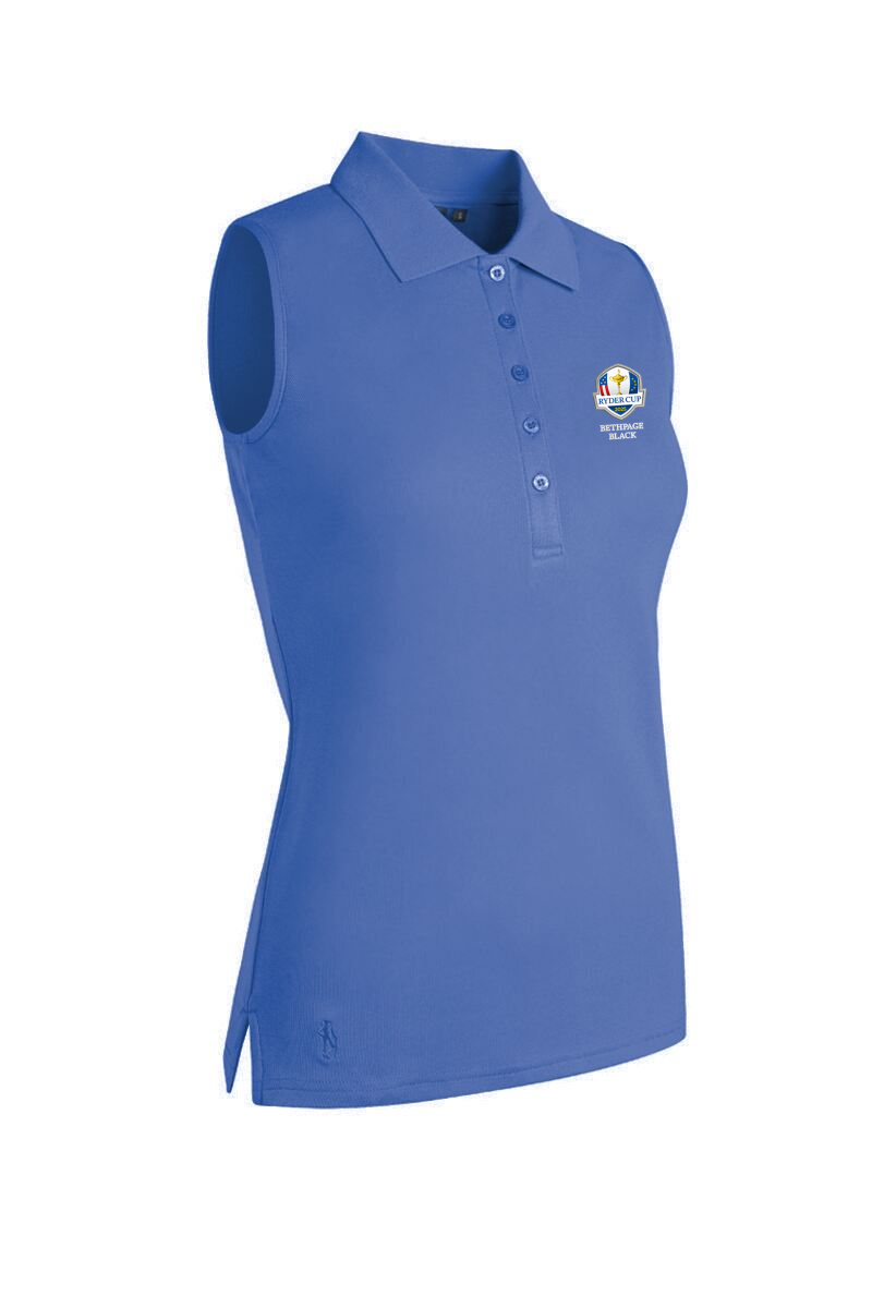 Official Ryder Cup 2025 Ladies Sleeveless Performance Pique Golf Polo Shirt Tahiti XXL