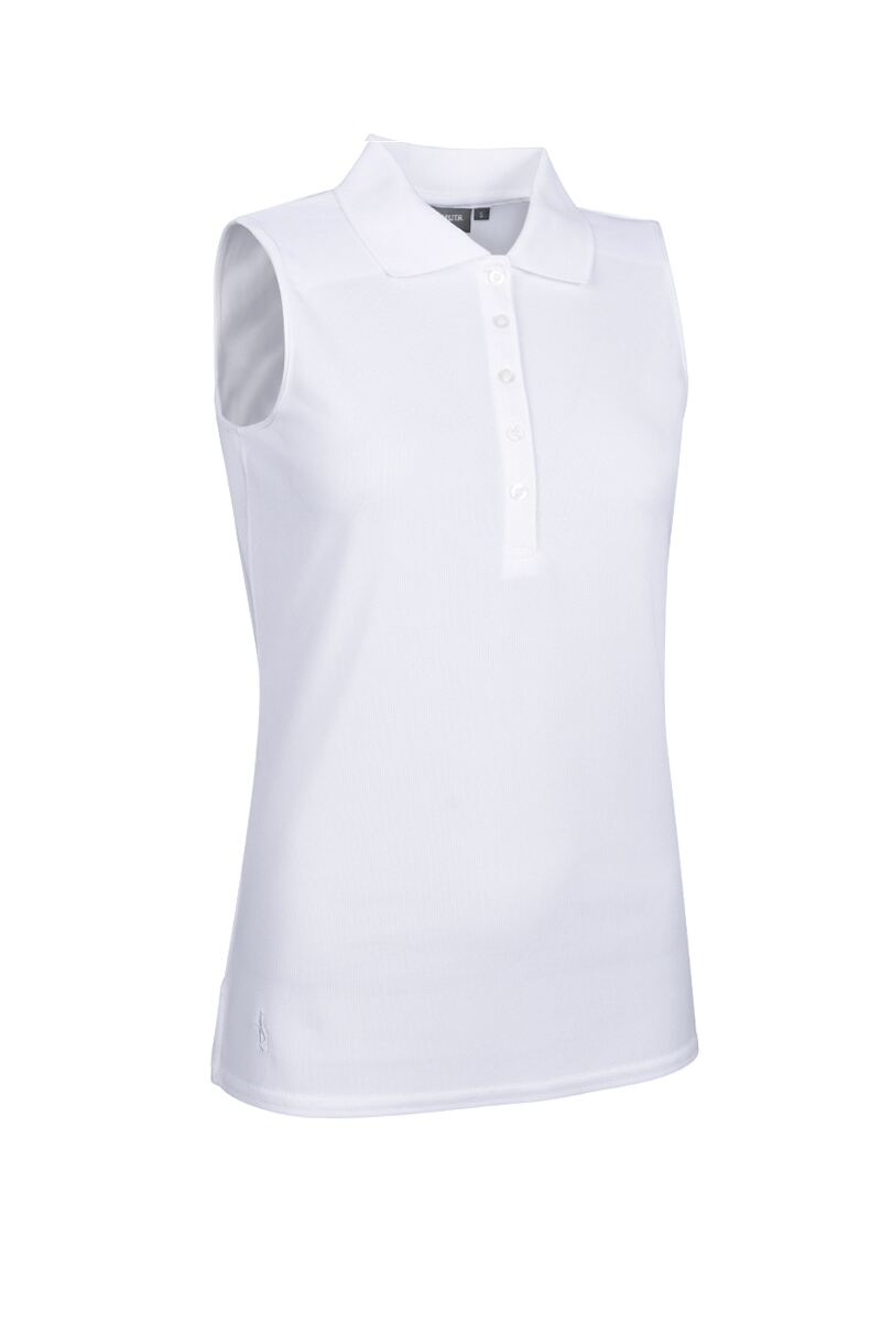 Ladies Sleeveless Performance Pique Golf Polo Shirt White S