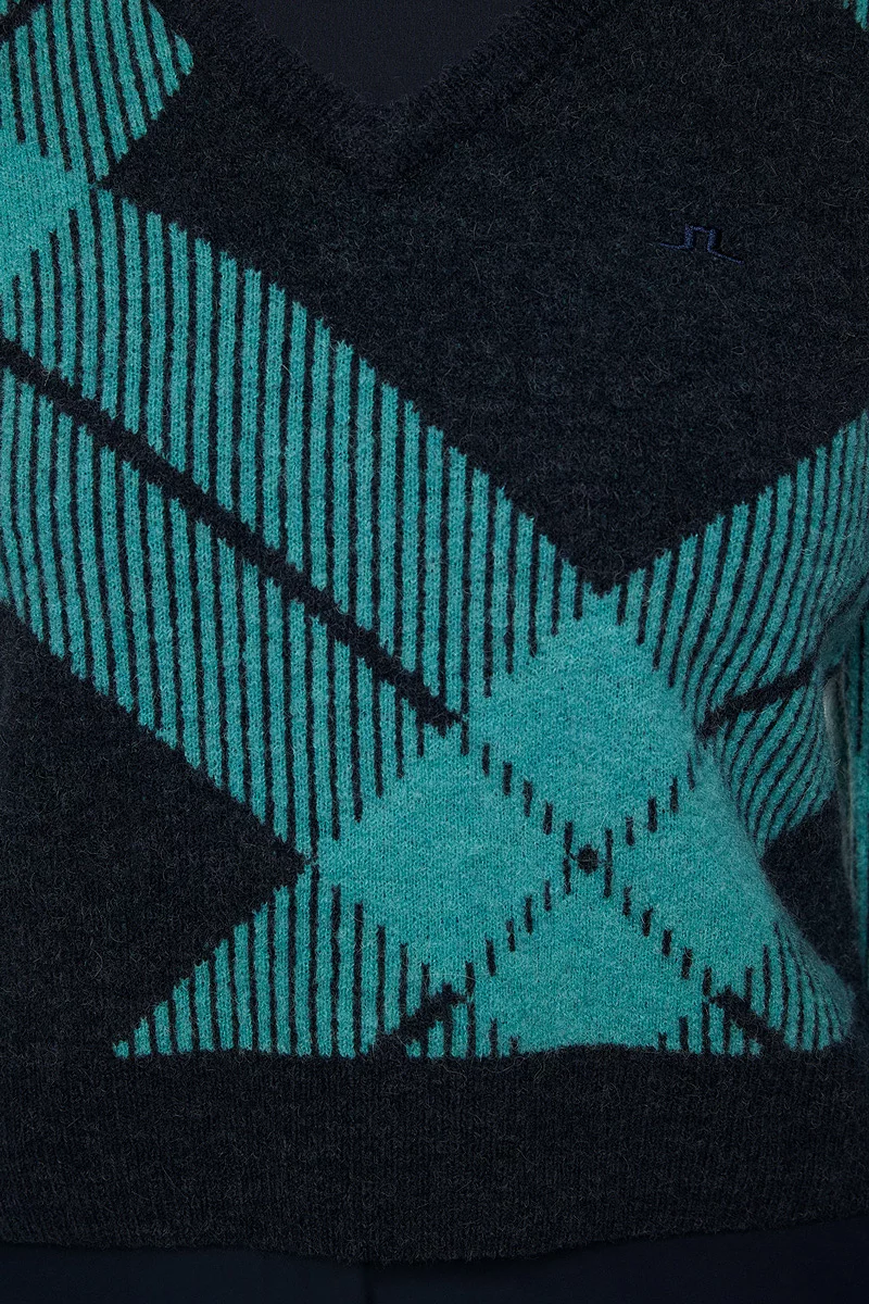 Ladies J Lindeberg x Glenmuir V All Over Tartan Sweater Sale Ladies J Lindeberg x Glenmuir V All Over Tartan Sweater Sale