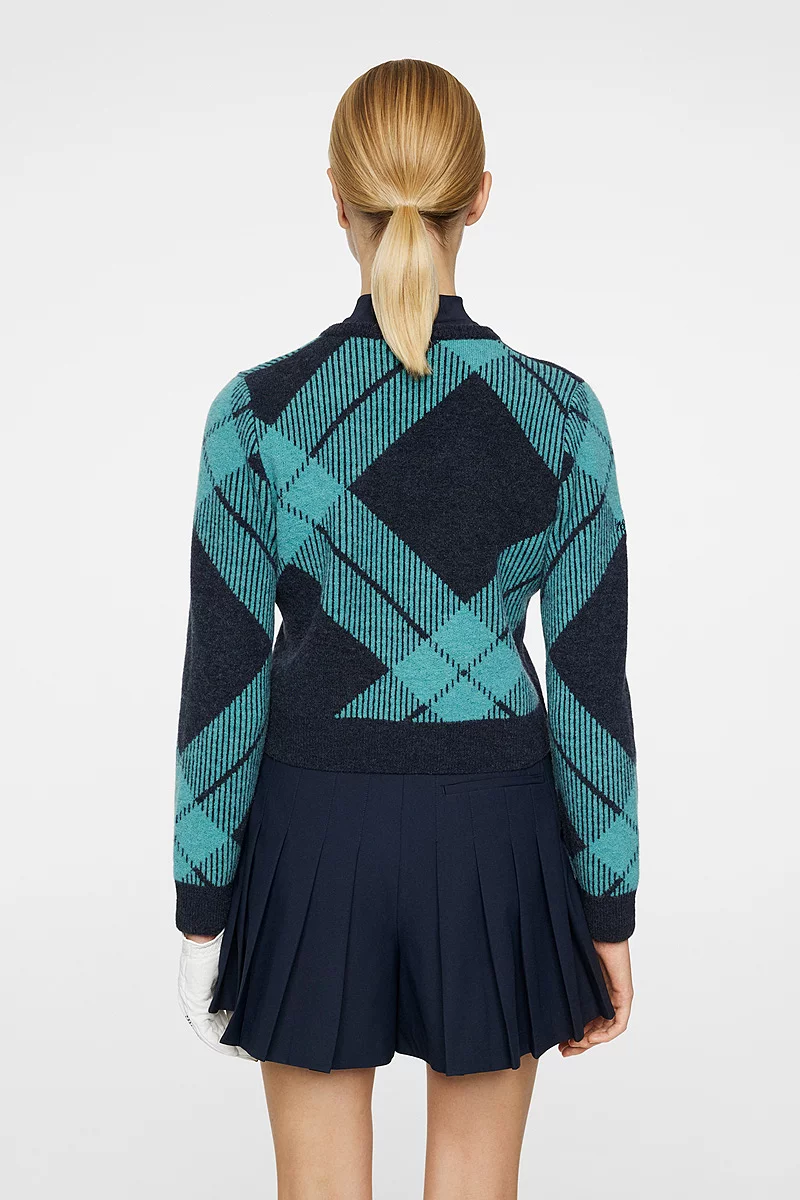 Ladies J Lindeberg x Glenmuir V All Over Tartan Sweater Sale Ladies J Lindeberg x Glenmuir V All Over Tartan Sweater Sale