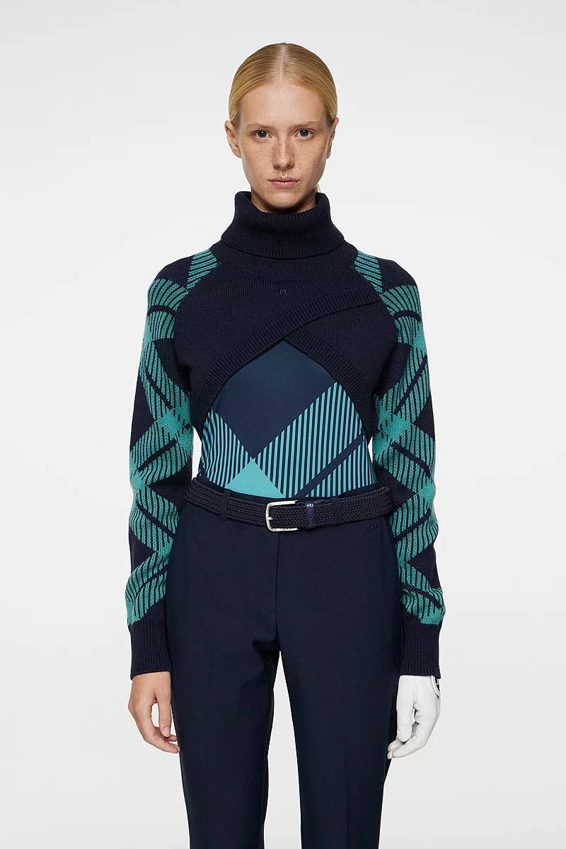 Ladies J Lindeberg x Glenmuir Rib Collar Tartan Sleeve Bolero Sale Ladies J Lindeberg x Glenmuir Rib Collar Tartan Sleeve Bolero Sale