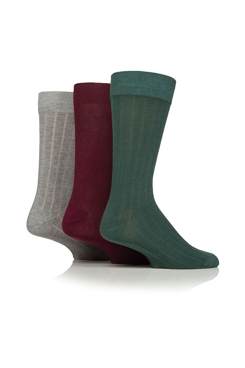 Mens 3 Pair Patterned Bamboo Sock Gift Box